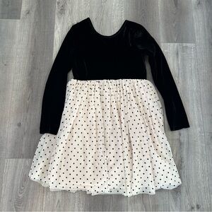 GAP Kids Black Velvet Dress with Cream Tulle Polka Dot Skirt size XXL